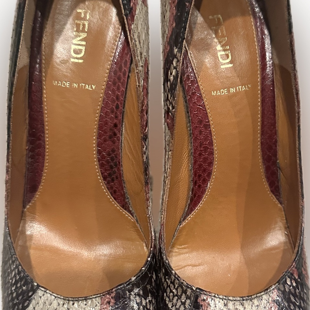 Fendi Snakeskin Heels - Red and Black